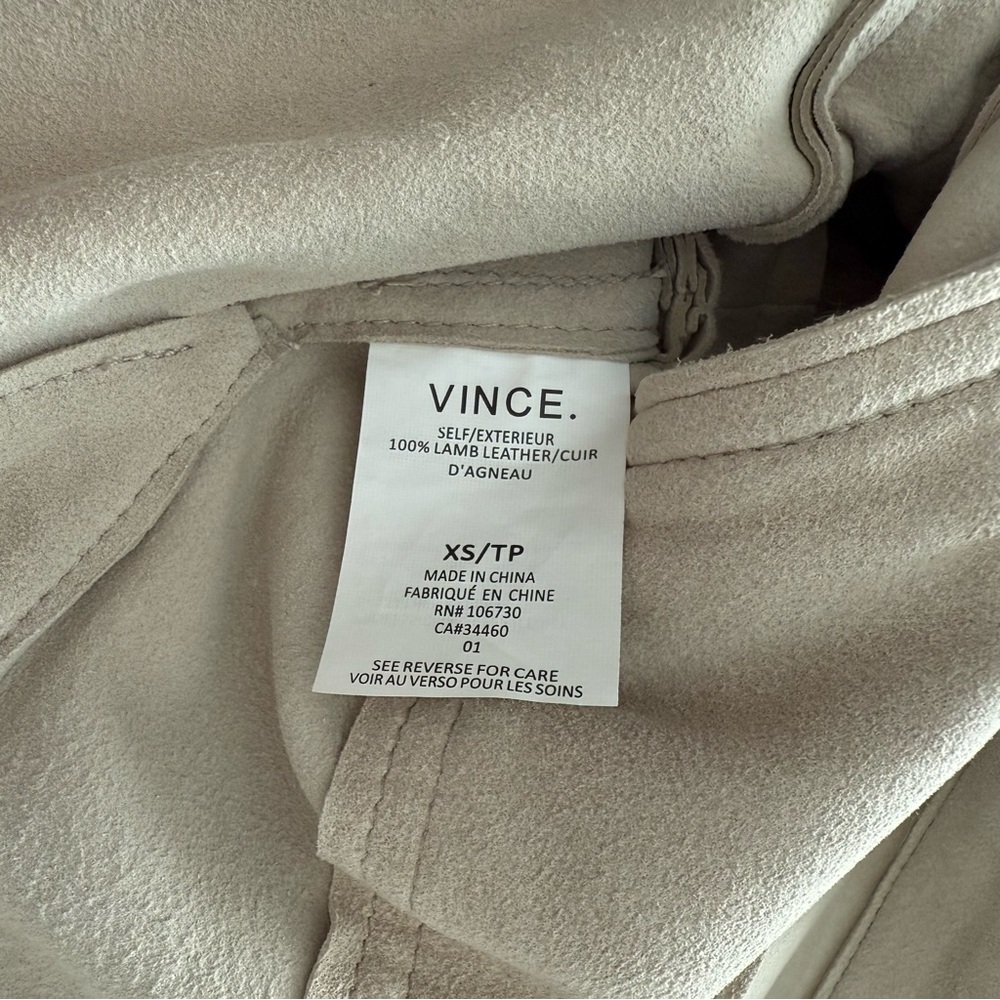 Vince Nubuck Safari Shirt Jacket 100% Lamb Leather XS Beige Taupe - Picture 7 of 9